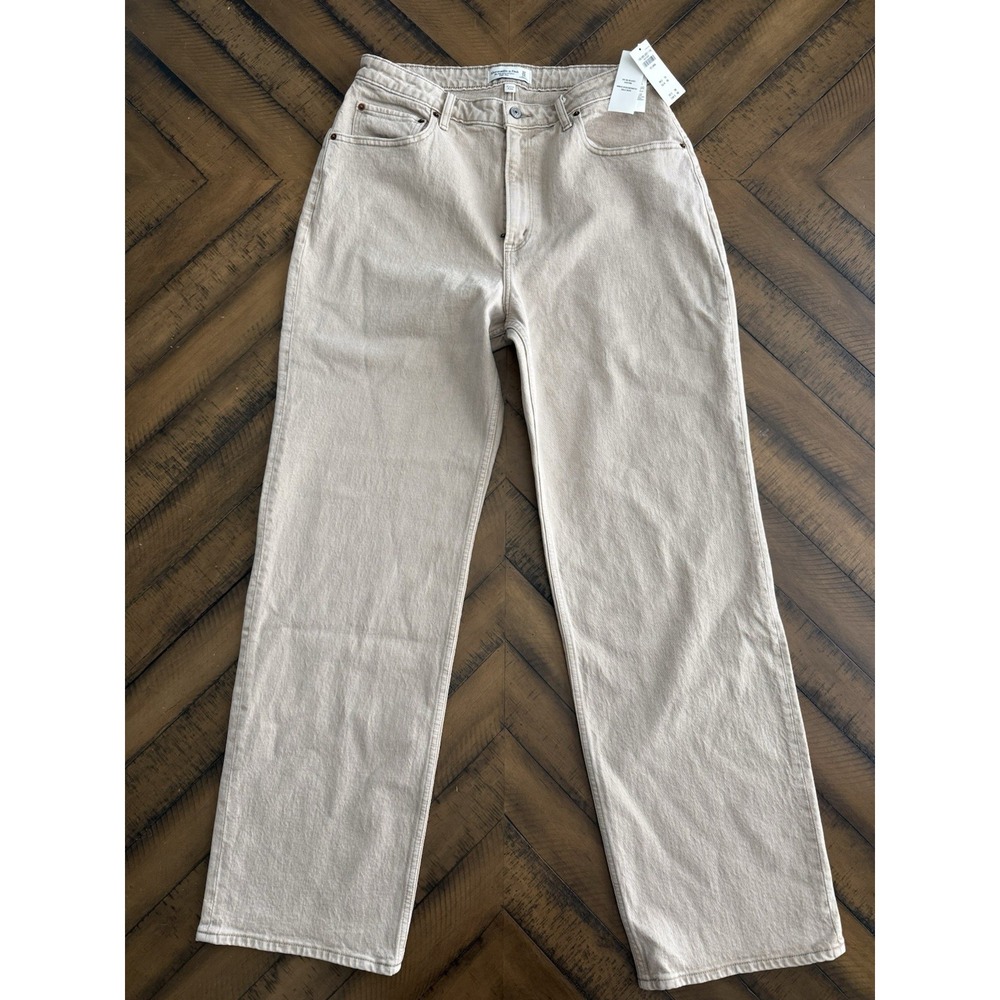 Abercrombie & Fitch Curve Love High Rise 90s Relaxed Jean in Oat size 32/14 NWT